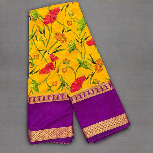 Digital semi Mysore Silk Crepe Saree