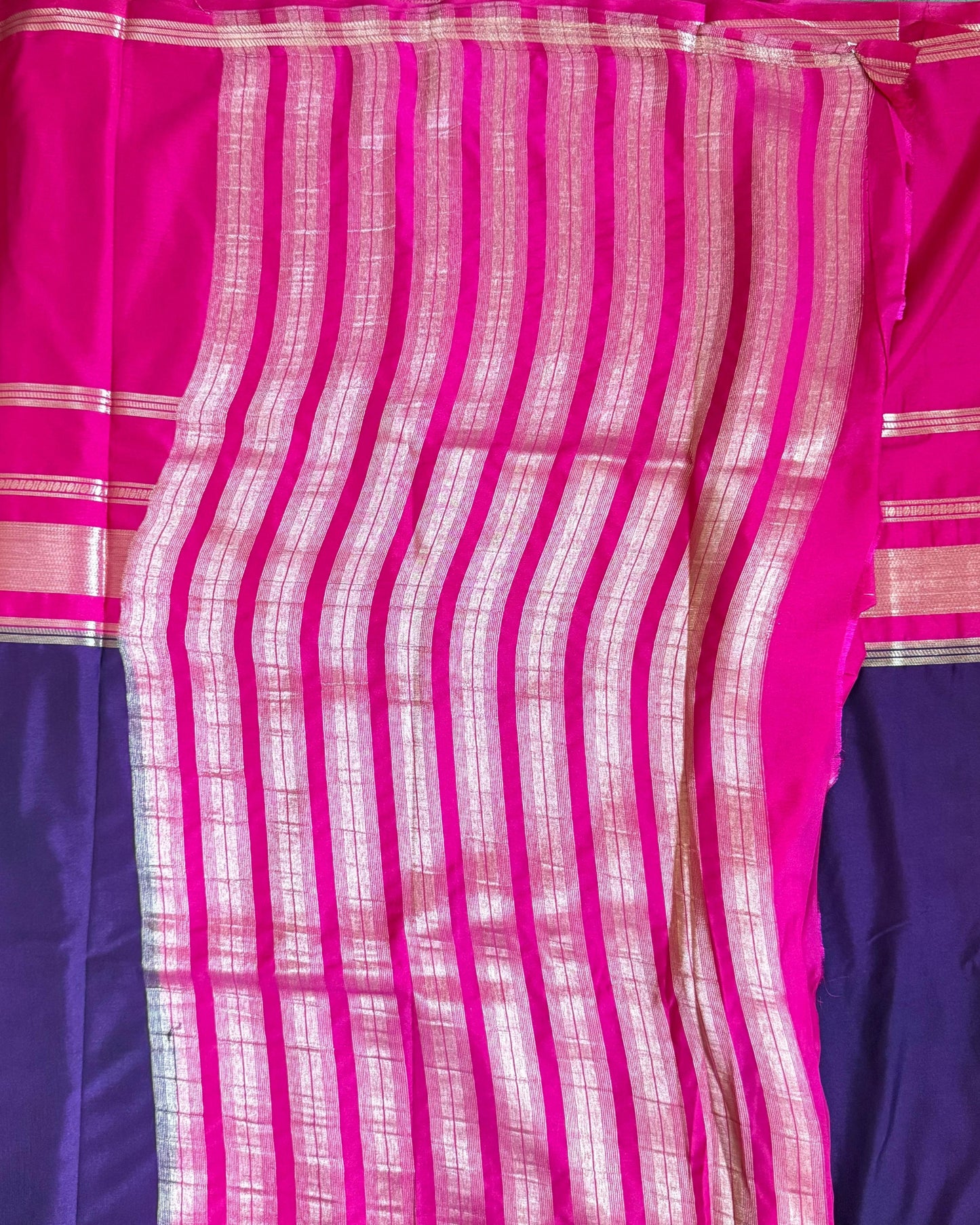 Purple and pink saree with a checkered pattern