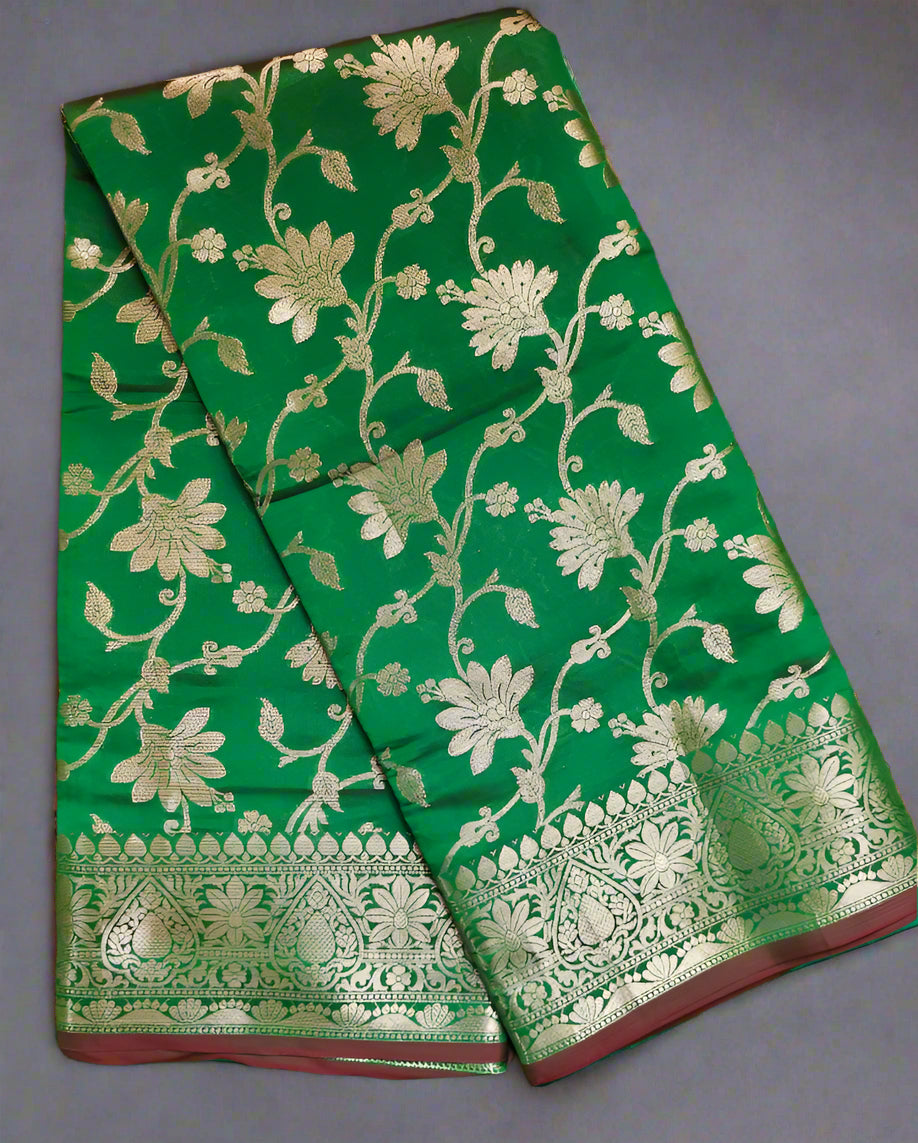 Green Taffeta Tanchui Silk Saree