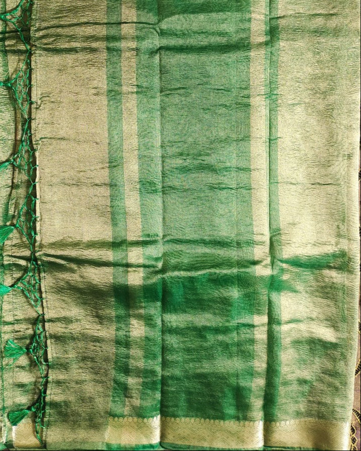 Green and beige fabric with a checkered pattern