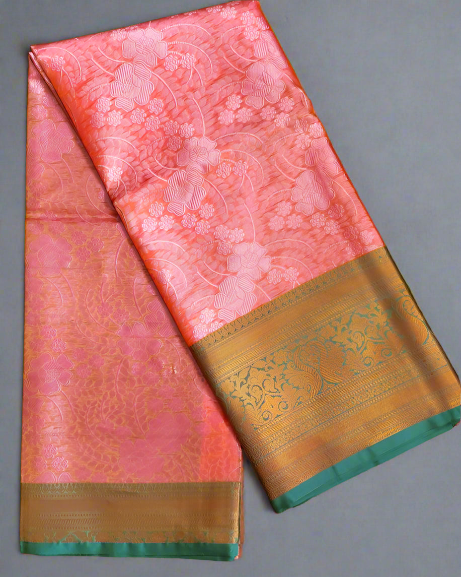 Pink Banarasi Kora Muslin Saree