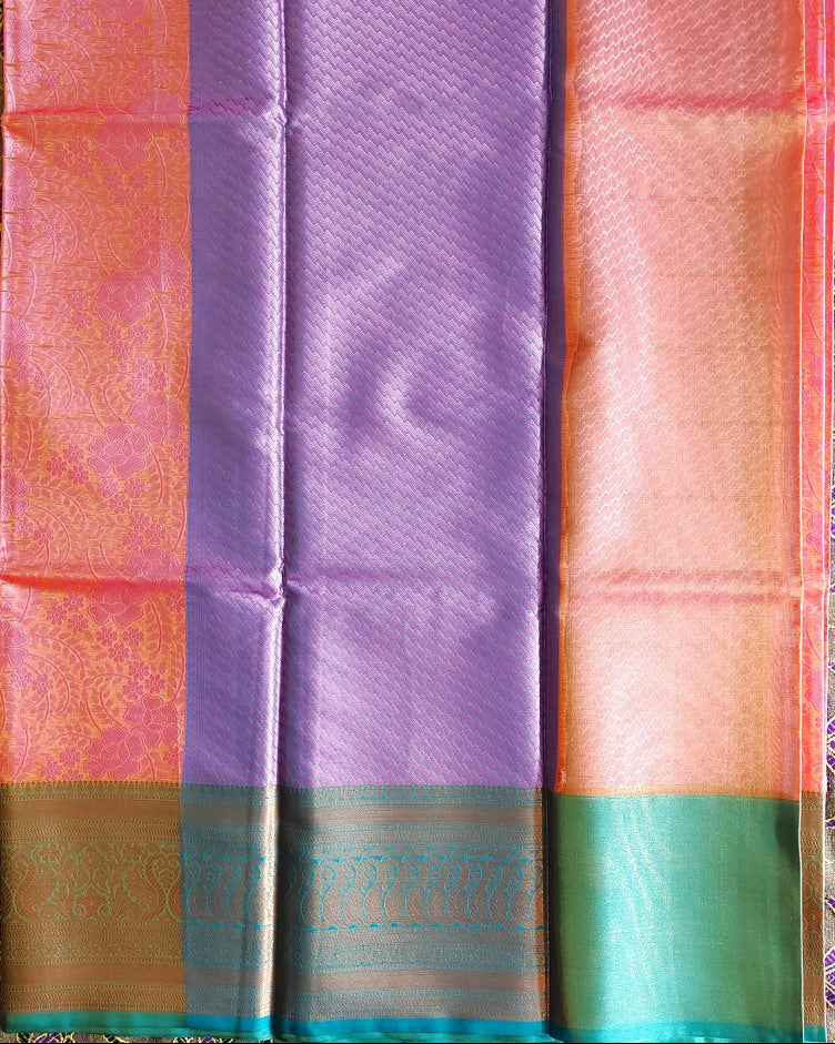 Pink Banarasi Kora Muslin Saree