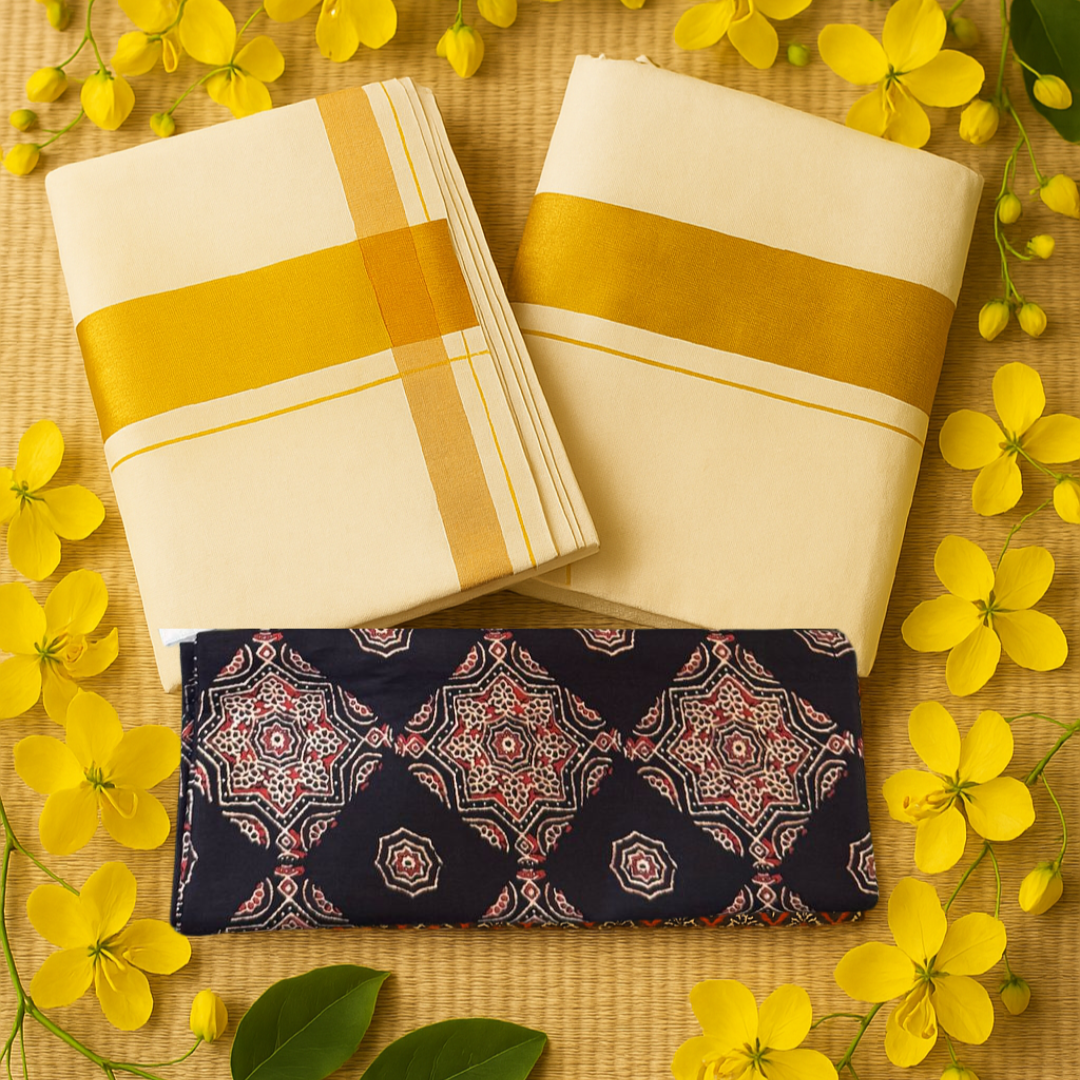 Kerala Kasavu Off white Saree