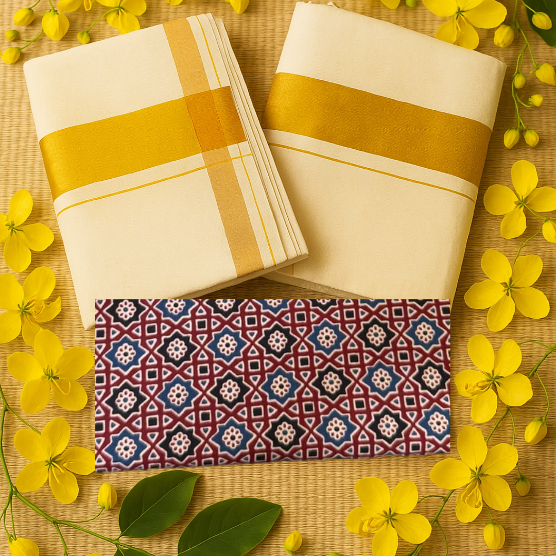Kerala Kasavu Off white Saree