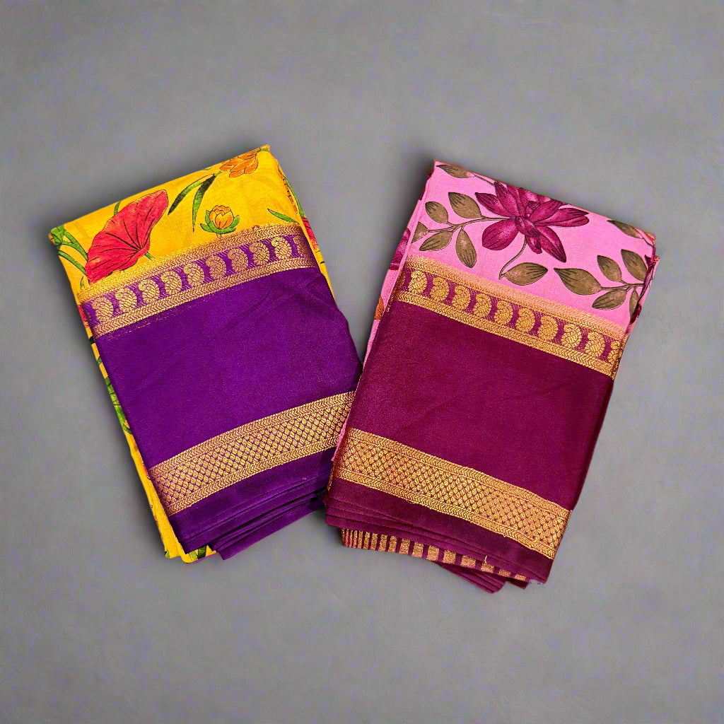 Digital semi Mysore Silk Crepe Saree