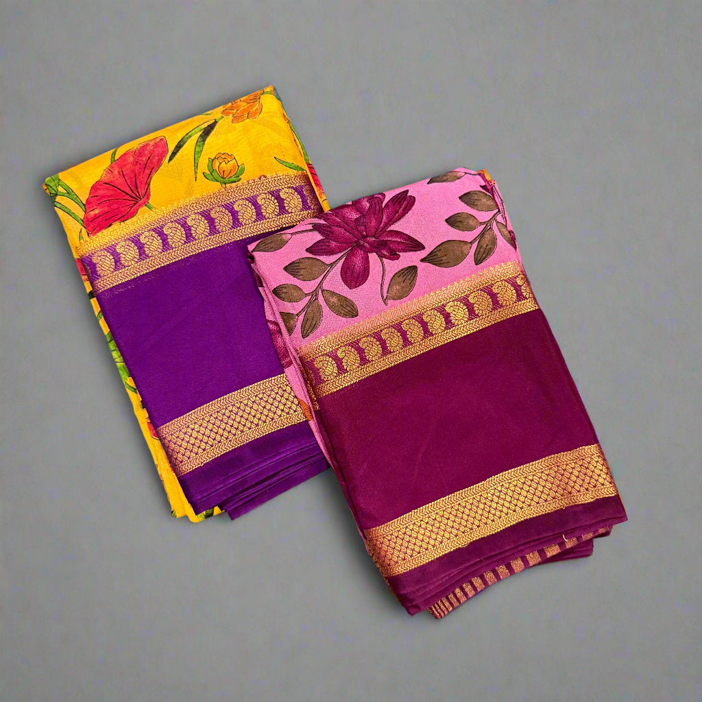 Digital Semi Mysore Silk Crepe Saree