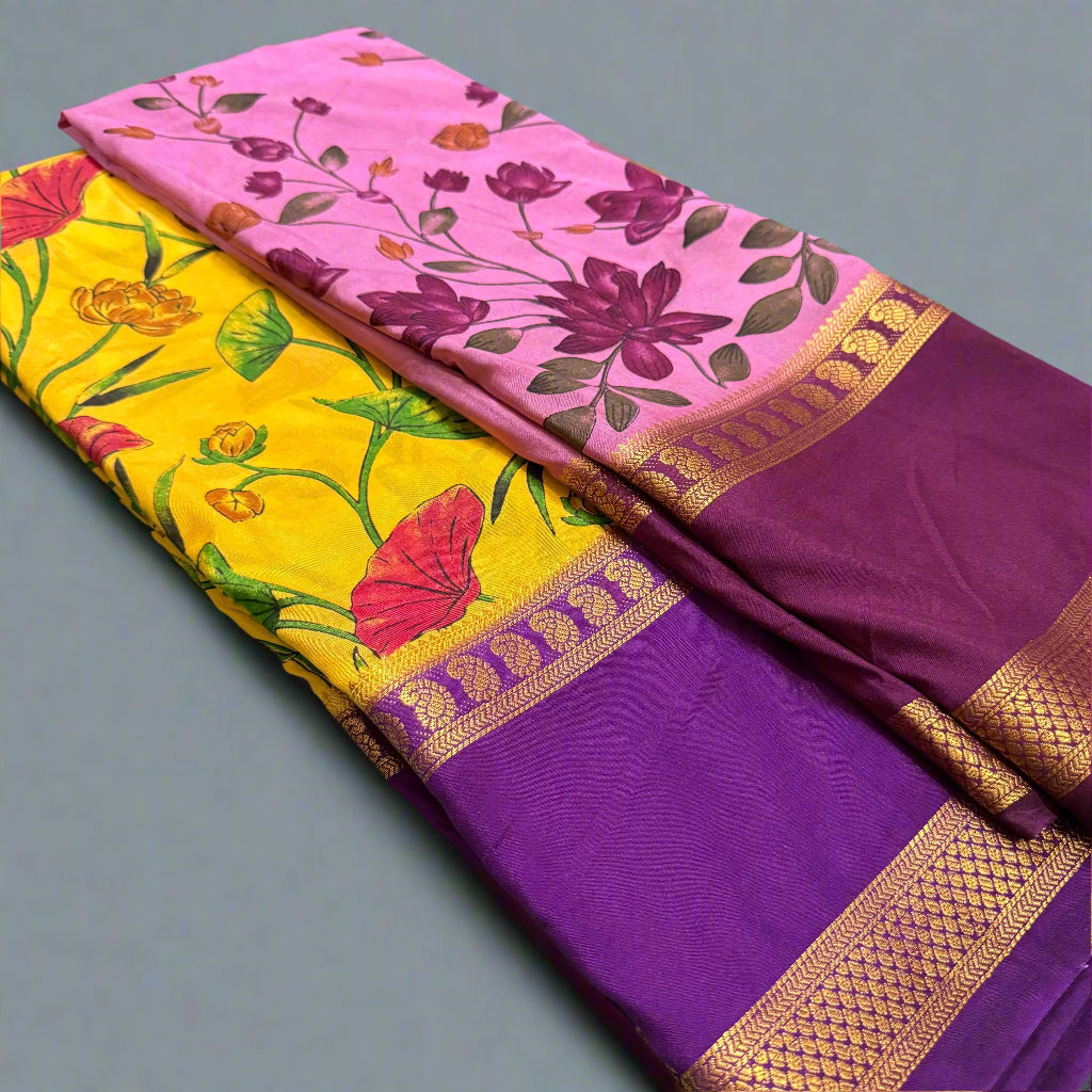 Digital Semi Mysore Silk Crepe Saree