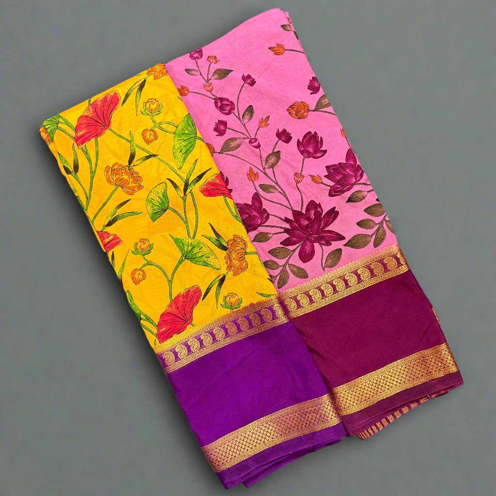 Digital Semi Mysore Silk Crepe Saree