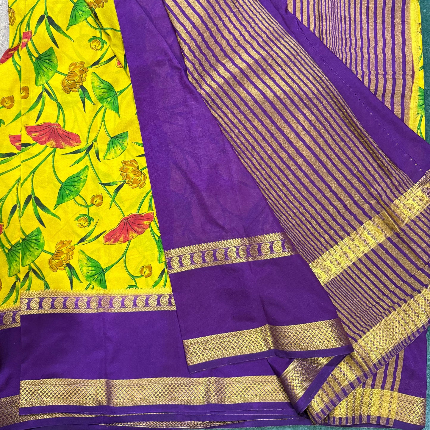 Digital semi Mysore Silk Crepe Saree