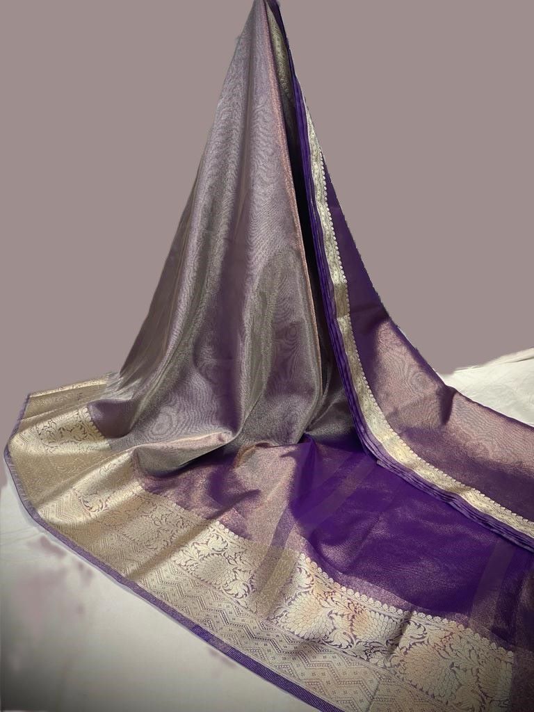 Purple Banarasi Handwoven Tissue silk Saree