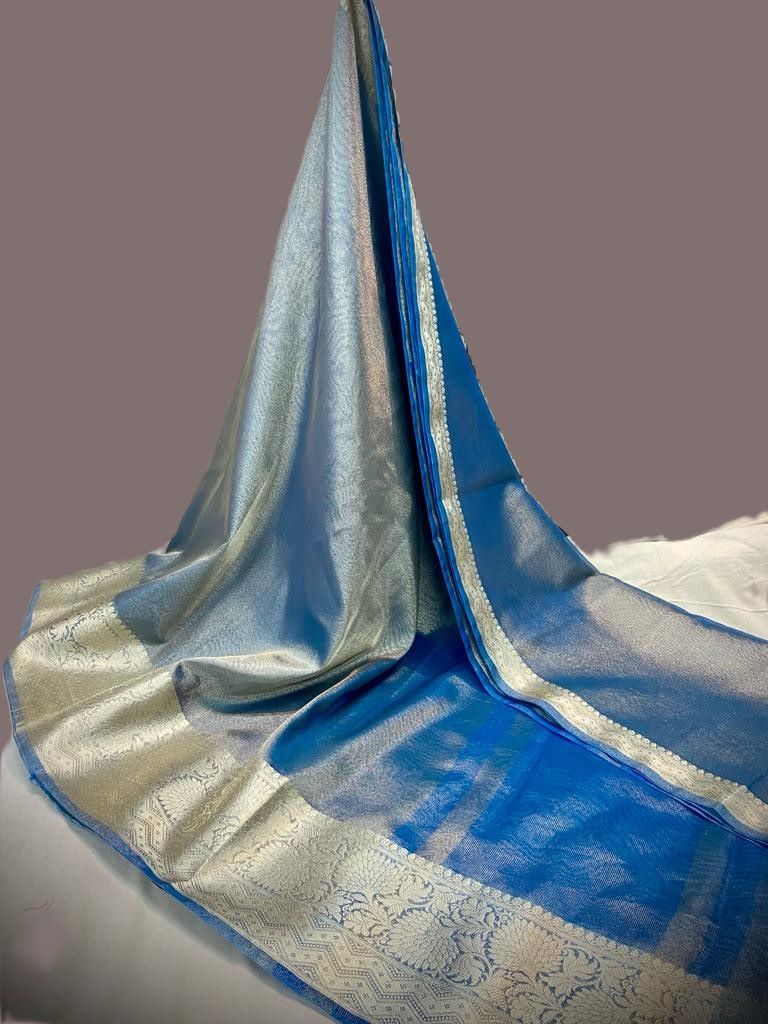 Blue Banarasi Handwoven Tissue silk Saree