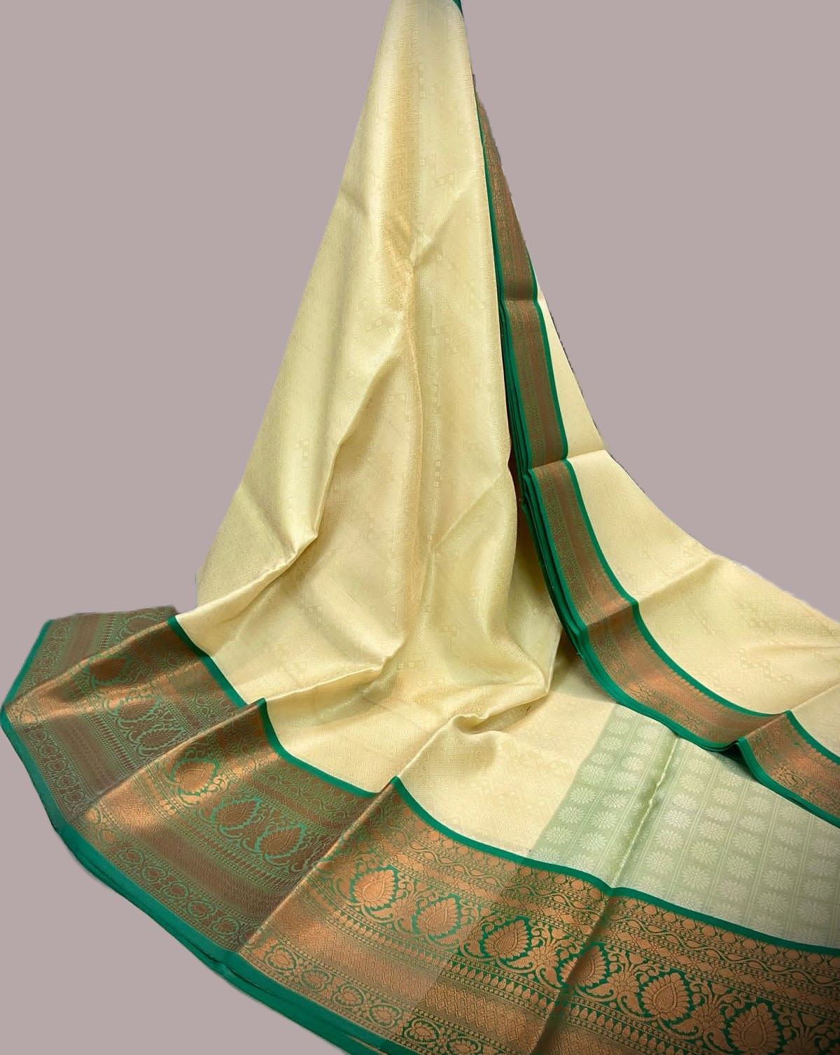 Cream Banaras Kora Muslin Saree