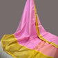Pink and Yellow Banaras Kora Muslin Saree