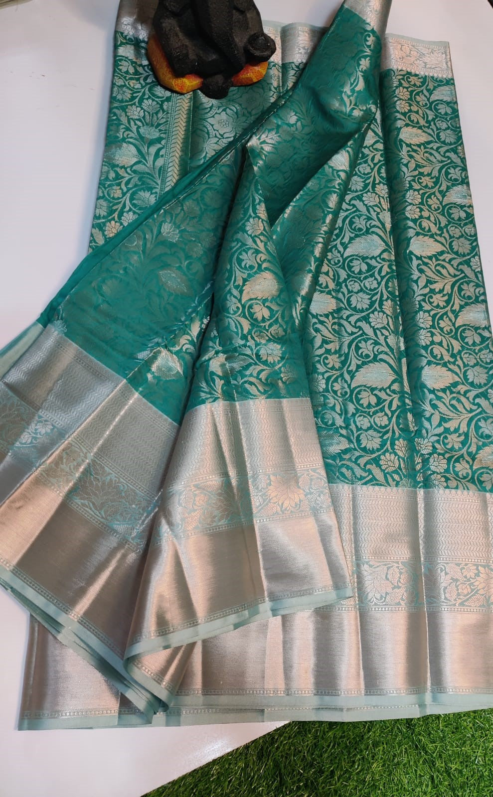 Sea Green Tanchui Silk Saree