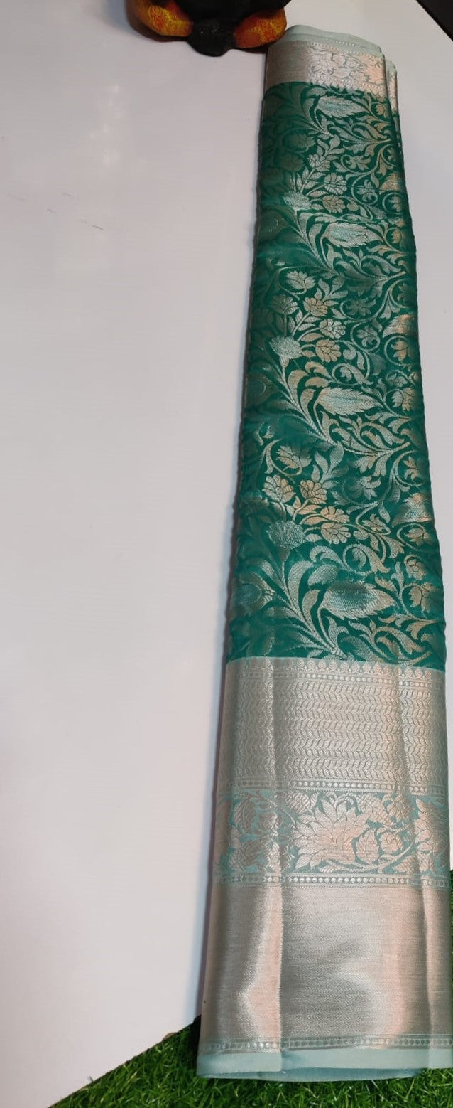 Sea Green Tanchui Silk Saree