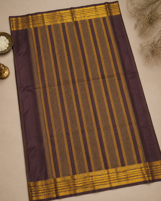 Brown Mysore Semi Silk Saree