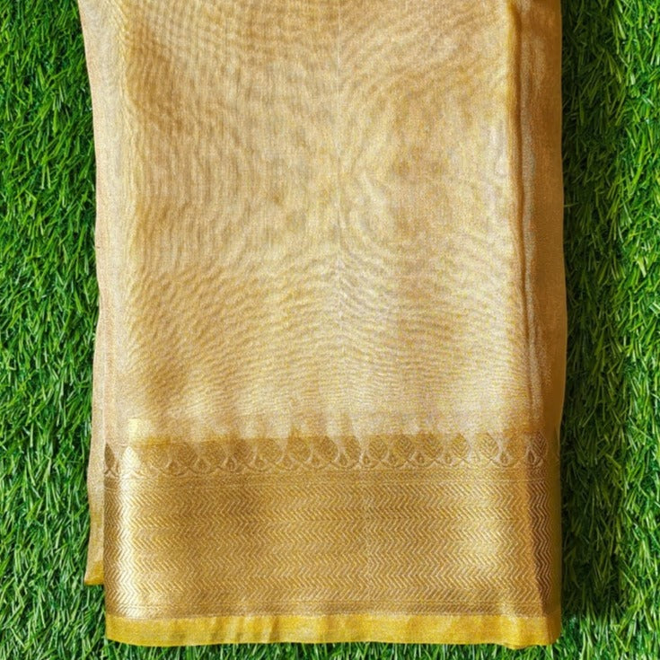 Golden Banarasi Handwoven Tissue silk Saree