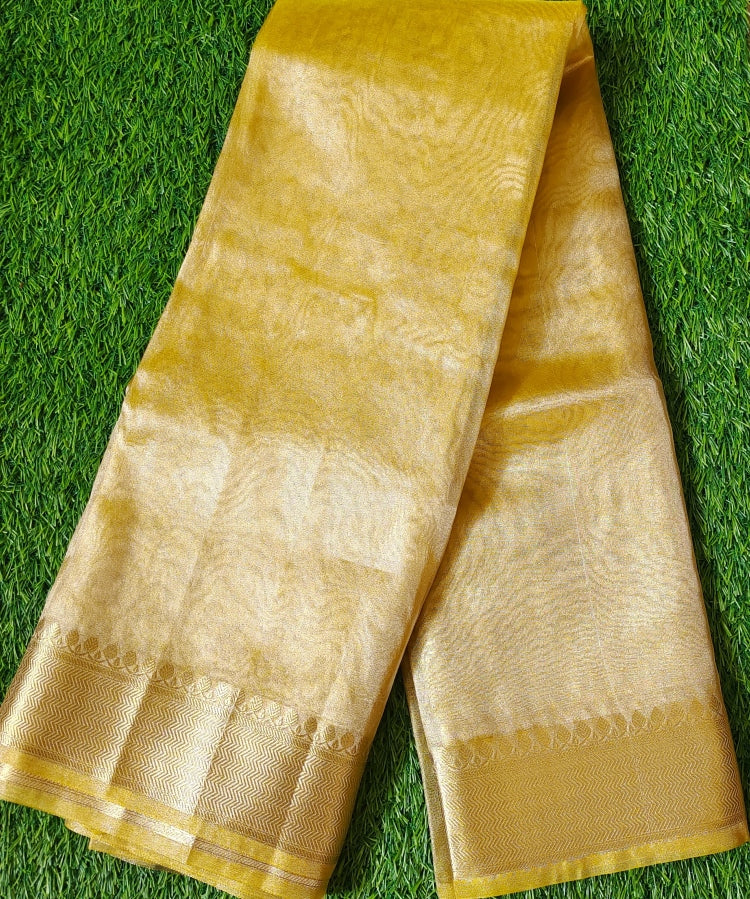 Golden Banarasi Handwoven Tissue silk Saree