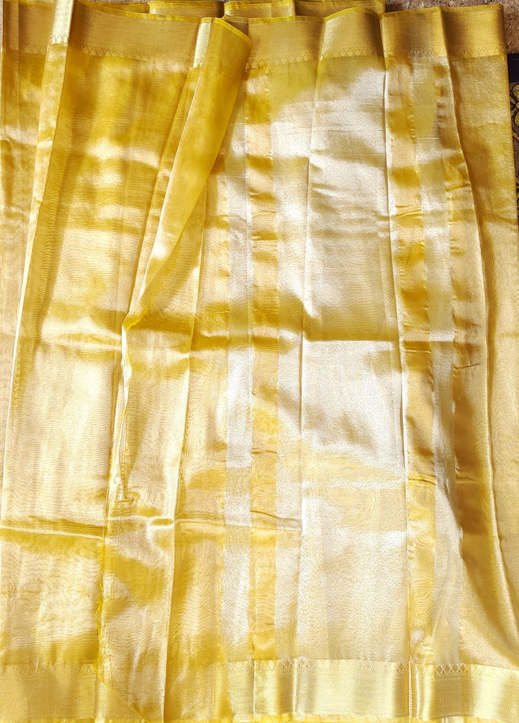 Golden Banarasi Handwoven Tissue silk Saree