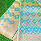 Sea Green Semi Banarasi Saree