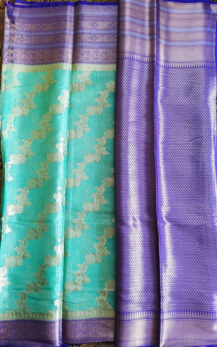 Blue Warm Silk Check Saree