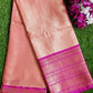 Pink Contrast Banaras Kora Muslin Saree