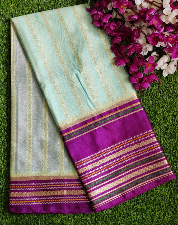 Blue Handwoven Banarasi Wam Silk Saree