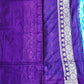 Semi Banarasi Katan Georgette Saree in Teal Blue with Purple Zari Border
