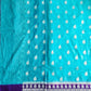 Semi Banarasi Katan Georgette Saree in Teal Blue with Purple Zari Border