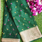Green organza embroidered saree
