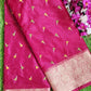 Pink organza embroidered saree