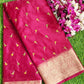 Pink organza embroidered saree