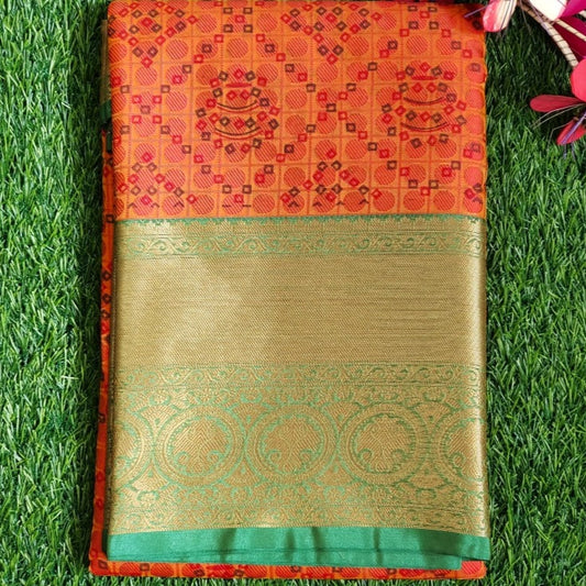 Printed Handwoven Banarasi Kora Muslin Tanchui Saree