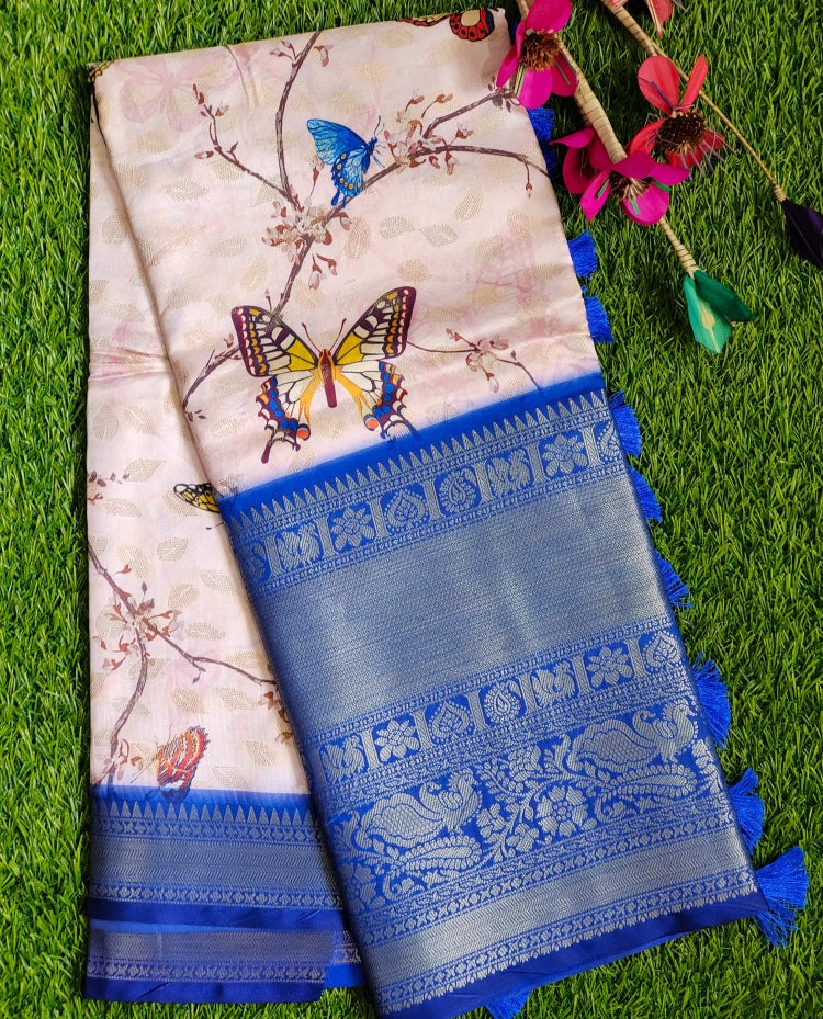 Kanchi butterfly Print Silk Saree