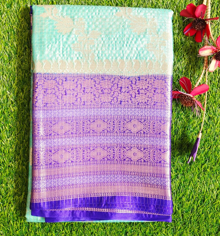 Blue Warm Silk Check Saree