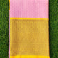 Pink and Yellow Banaras Kora Muslin Saree