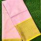 Pink and Yellow Banaras Kora Muslin Saree