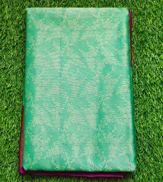 Blue and Pink Banaras Kora Muslin Saree