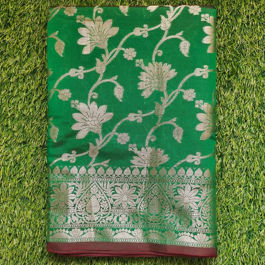 Green Taffeta Tanchui Silk Saree