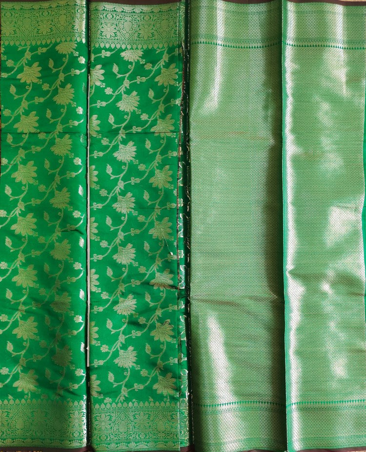 Green Taffeta Tanchui Silk Saree