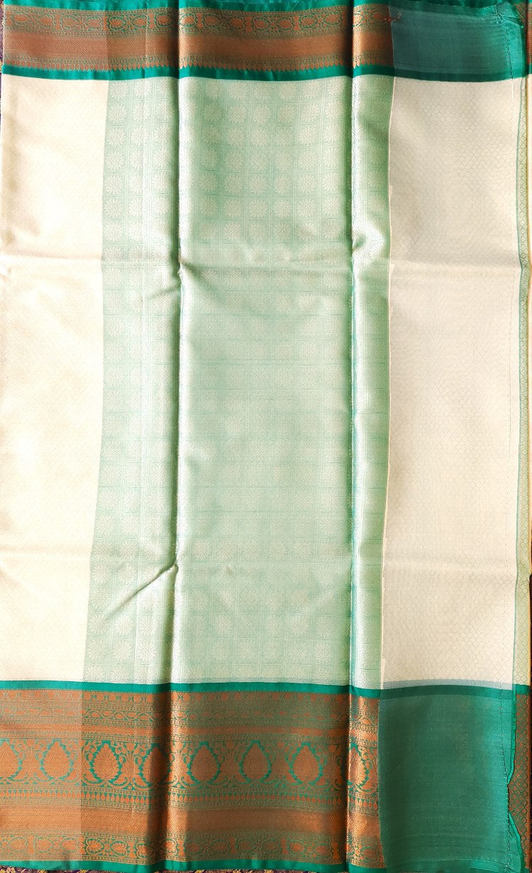 Cream Banaras Kora Muslin Saree