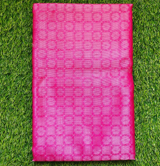 Pink Checks Banaras Kora Muslin Saree