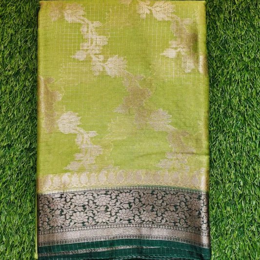 Green Warm Silk Check Saree