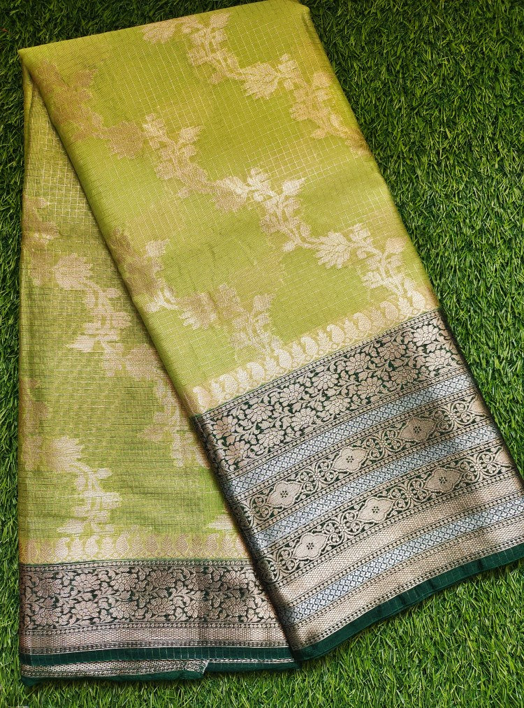 Green Warm Silk Check Saree