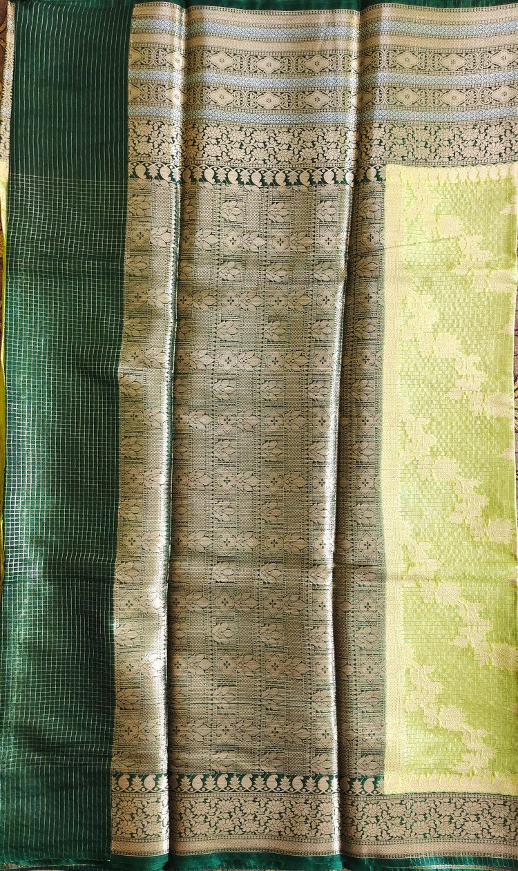 Green Warm Silk Check Saree