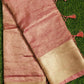 Pink Banarasi Handwoven Crush  Tissue silk Saree