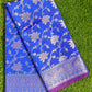 Blue Taffeta Tanchui Silk Saree