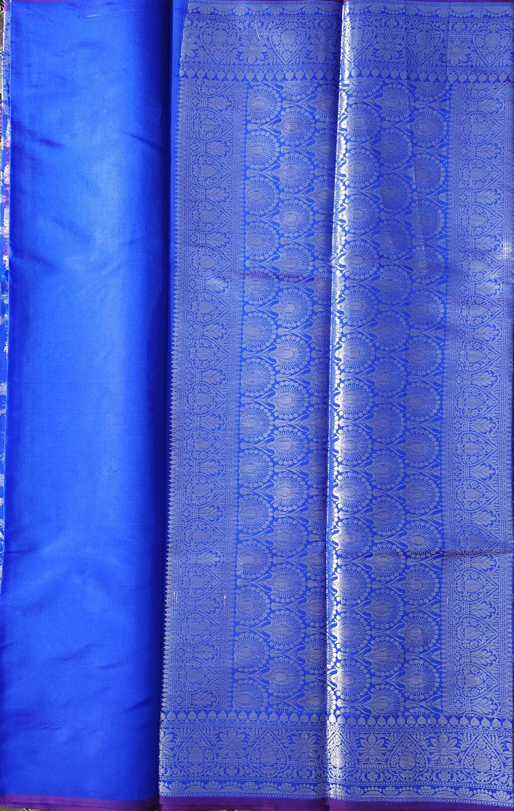 Blue Taffeta Tanchui Silk Saree