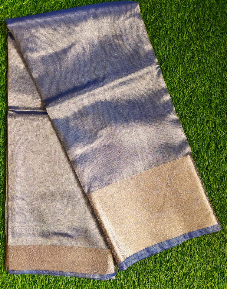 Blue Banarasi Handwoven Tissue silk Saree