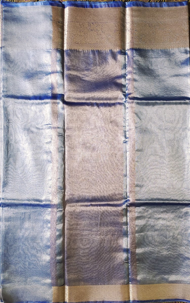 Blue Banarasi Handwoven Tissue silk Saree